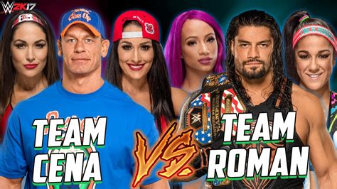 John Cena And Brie Bella And Nikki Bella Vs Roman Reigns And Sasha Banks