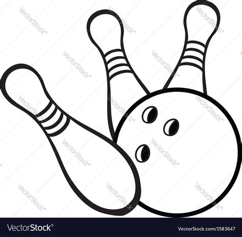 Black And White Bowling Ball With Pins Royalty Free Vector