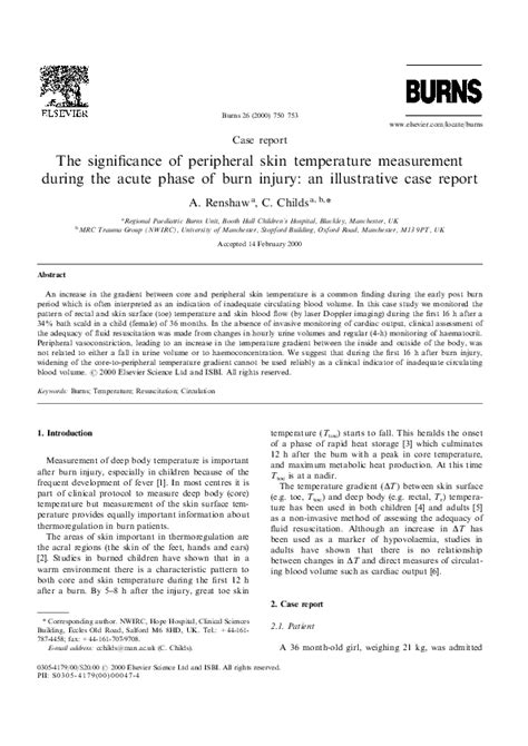 Pdf The Significance Of Peripheral Skin Temperature Measurement