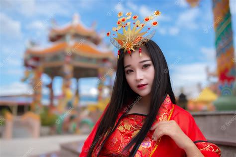premium photo portrait of beautiful asian woman wear ancient chinese dress stylethailand