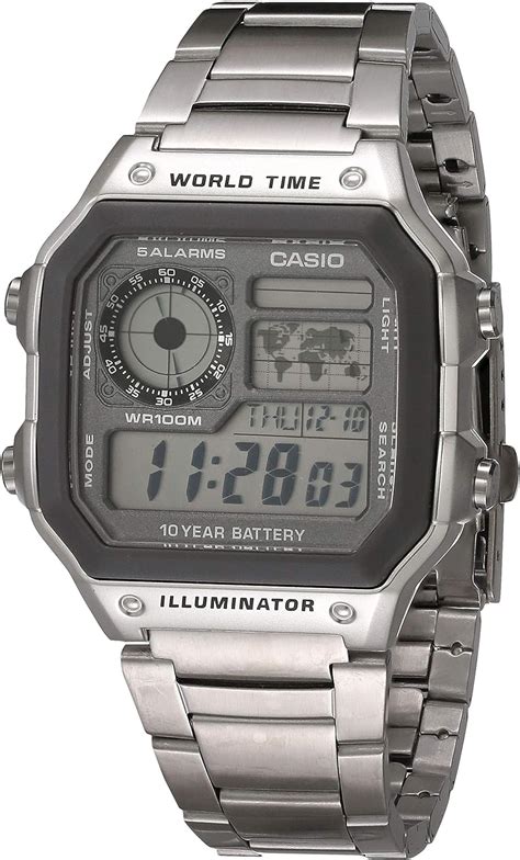 Casio Mens Digital Quartz Watch With Stainless Steel Strap Ae 1200whd 7avcf Uk Watches
