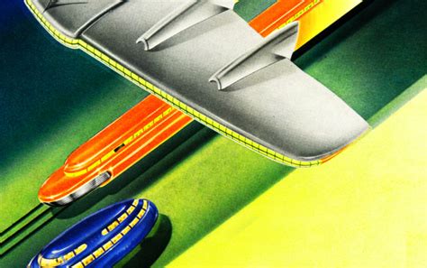 2 Graphic Retro Streamlined Art Deco Vintage Airbrush Futuristic
