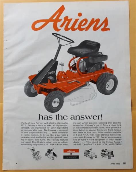 1972 Magazine Print Ad For Ariens Fairway Riding Mower 741 Picclick