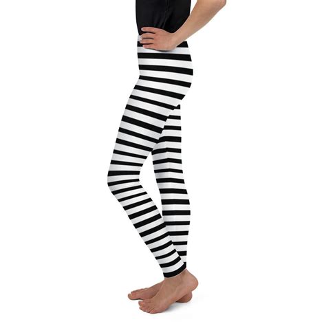 White And Black Horizontal Stripe Print Modern Best Youth Leggings