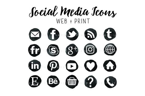 Social Media Icons Black Ink Icons On Creative Market