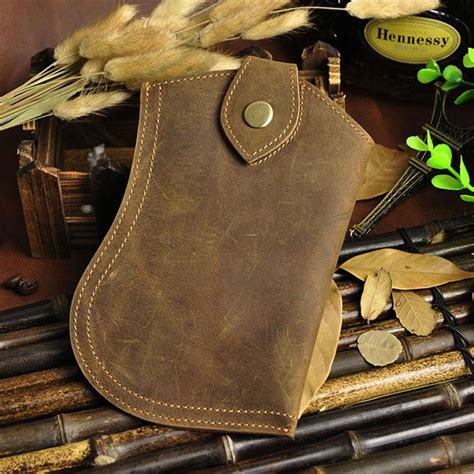 Small Mens Leather Belt Pouch Cell Phone Holster Belt Cases Waist Pouc