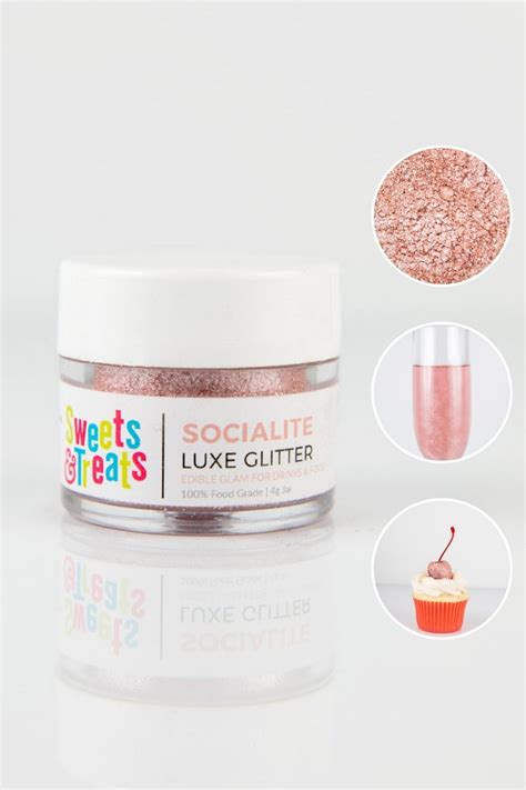 Socialite Rose Gold Edible Glitter For Drinks Cakes And Food 05oz