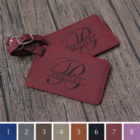 Personalized Luggage Tags Engraved Set Of Two Leatherette Etsy