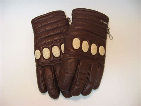 Vintage Hotfingers Mens Brown Leather Fleece Lined Ski Gloves Lamont