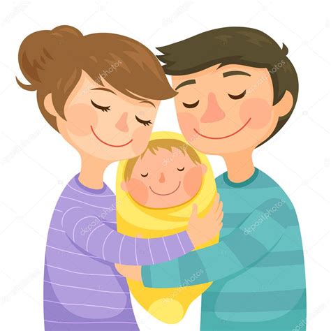 Happy Young Parents Hugging A Newborn Baby Premium Vector In Adobe