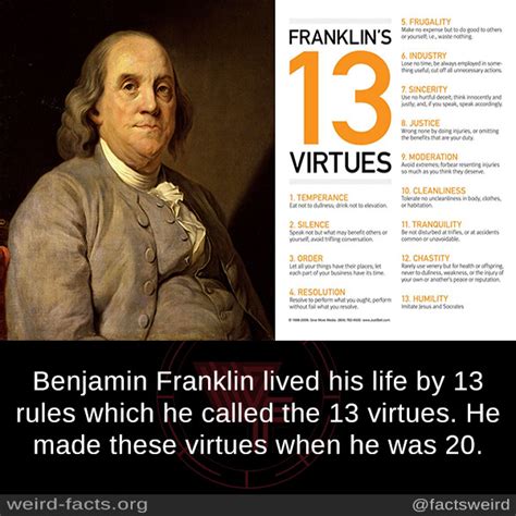 Weird Facts Benjamin Franklin Lived His Life By 13 Rules Which