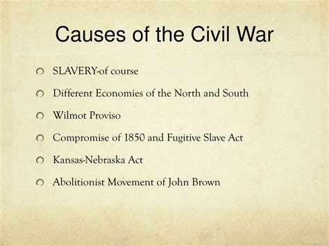 Ppt The Civil War The Causes Course And Consequences Powerpoint