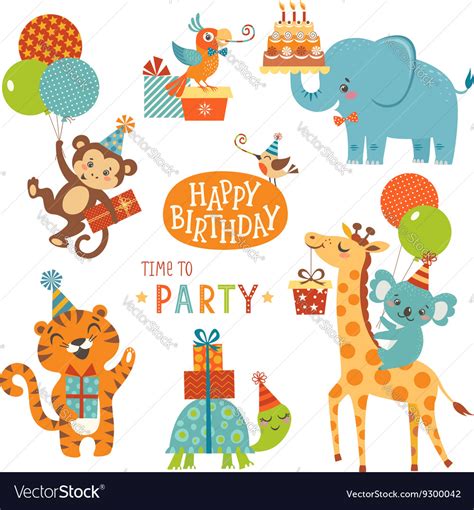 Happy Birthday Animals Royalty Free Vector Image
