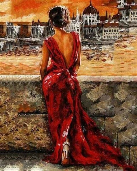 Peinture Par Numéros Belle Femme En Robe Rouge Figured Art