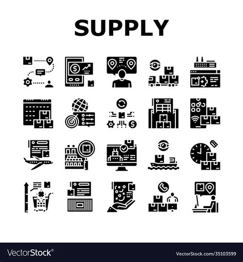 Supply Chain Management System Icons Set Vector Image