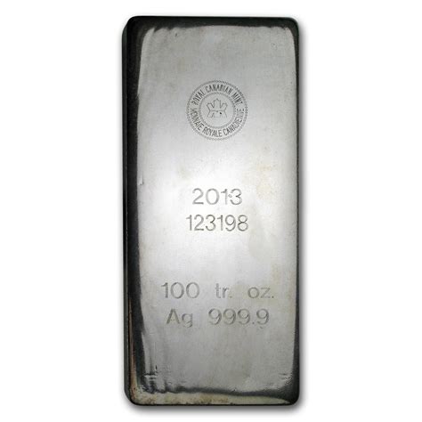 100 Oz Silver Bar Royal Canadian Mint 20139999 Fine