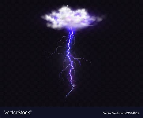 Lightning Thunderbolt Realistic Cloud Royalty Free Vector