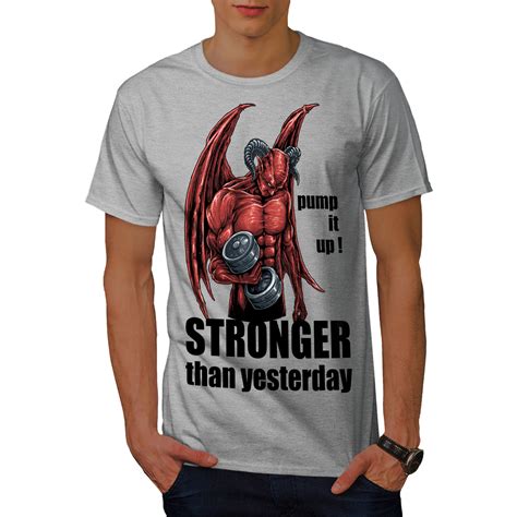 Wellcoda Gym Devil Satan Horror Mens T Shirt Graphic Design Printed