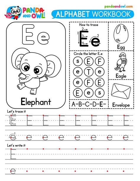 Tracing The Alphabet Letter E Handwriting Practice Worksheet For
