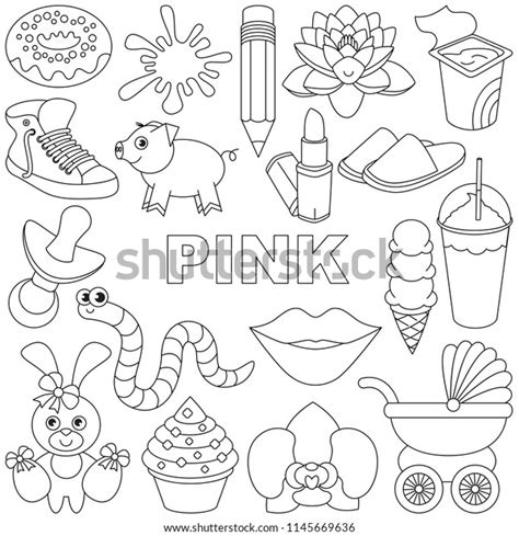 Pink Colorless Color Objects Elements Set Stock Vector Royalty Free