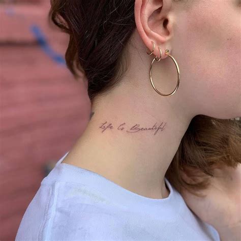 Life Is Beautiful Neck Tattoo Neck Tattoos Women Hand Tattoos For