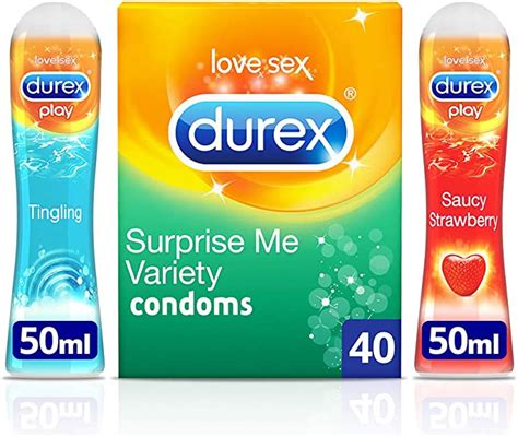 Durex Condoms Surprise Me Variety Pack Of 40 Durex Play Lubricant