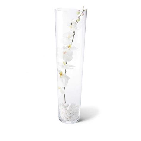 Elegante bodenvase aus weiß gefärbtem glas, höhe 60 cm, durchmesser 20,5 cm, durchmesser der öffnung 7,5 cm. Bodenvase, konisch Floralie, 70 cm • Transparent • 70 cm ...