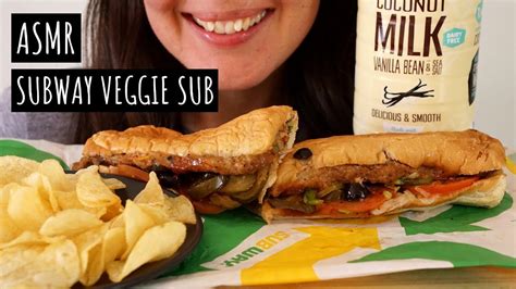 Asmr Subway Veggie Sub And Chips Whispered Mukbang Eating Sounds