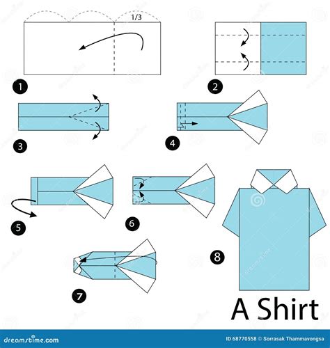 Step By Step Instructions How To Make Origami A Shirt Stock Vector