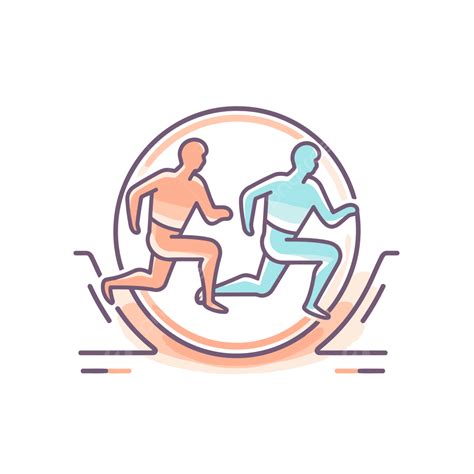 Menjalankan Logo Lingkaran Dua Pria Berlari Vektor Bersaing Ikon
