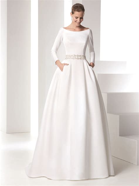 Photoed in white, can also be made in another color. Patricia in 2019 | Wedding dresses, Modest wedding dresses ...