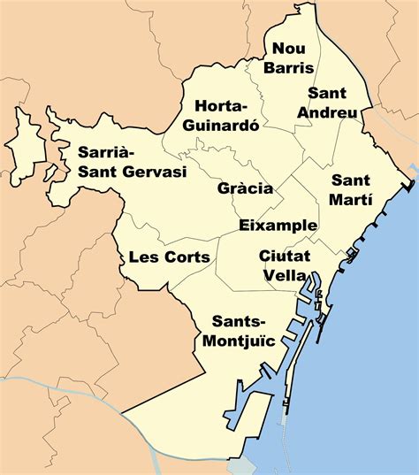 Distritos De Barcelona 2008 Tamaño Completo Ex