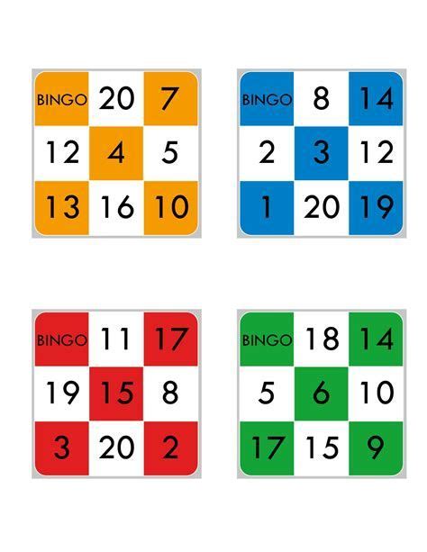 Cartones De Bingo Para Imprimir Del 1 Al 20