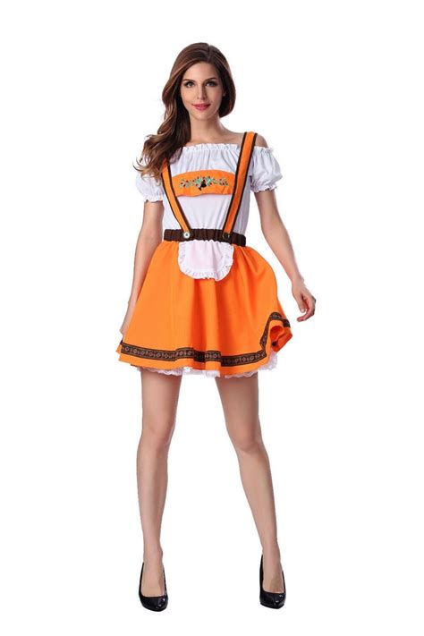 halloween orange sexy maid costume m xl naughty beer girl costume women oktoberfest maid costume
