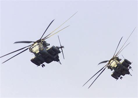 Two Us Marine Corps Usmc Ch 53e Super Stallions Helicopters From