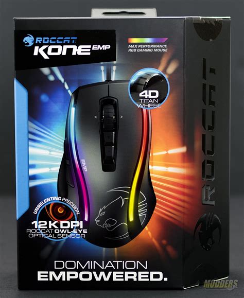 La souris vient dans une boite en carton qui s'ouvre par le côté, comme un livre. Roccat Kone Emp Software / Roccat Kone Emp Gaming Mouse ...