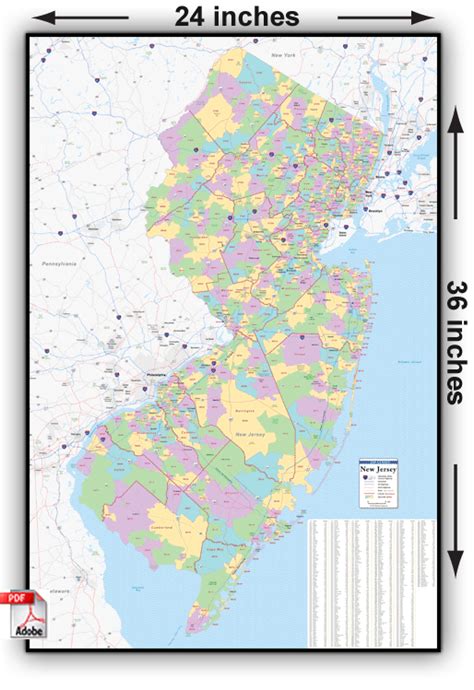 New Jersey Zip Codes On A Map Maps Zip Code Map Map Zip Code Gambaran
