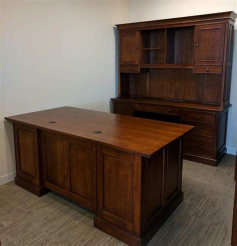 Zurifurniture.com has been visited by 10k+ users in the past month Traditional Solid Wood Cherry Desk and Credenza with Hutch