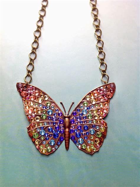 Bionic Unicorn Crystal Jewelry Ombre Crystal Butterfly Necklaces