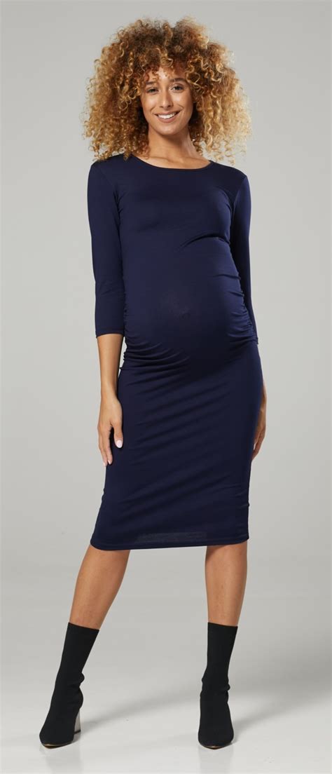 Happy Mama Womens Maternity Stretch Bodycon Dress Side Gathering 1297 Ebay