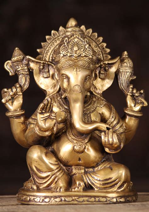 Sold Brass Abhaya Mudra Ganesh Statue 9 89bs35z Hindu Gods