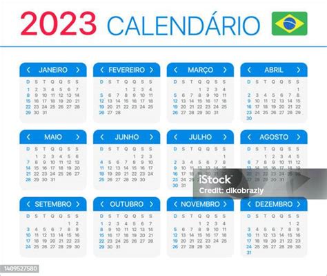 Vetores De Calendário 2023 Versão Brasileira Modelo Vetorial E Mais
