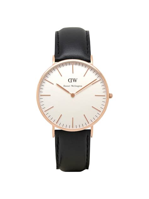 daniel wellington 0107dw men s sheffield rose gold plated leather strap watch black white at