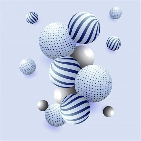 Premium Vector 3d Shiny Spheres Abstract On Blue Background