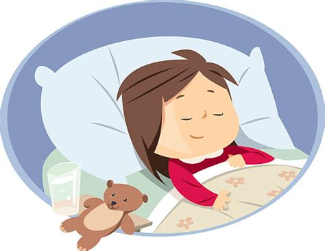 Royalty Free Girl Sleeping In Bed Clip Art Vector Images