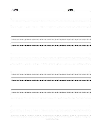Blank Lined Paper Handwriting Practice Worksheet Student Handouts