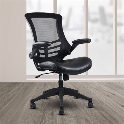 Techni Mobili Stylish Mid Back Mesh Office Chair With Adjustable Arms Black Walmart Com