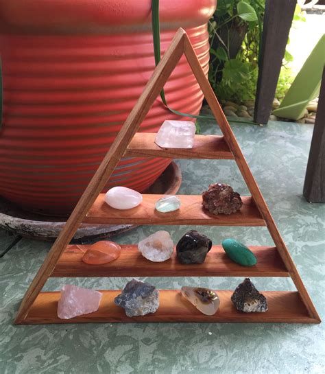 Crystal Display Triangle Shelf Gemstone Display Pyramid Shelf