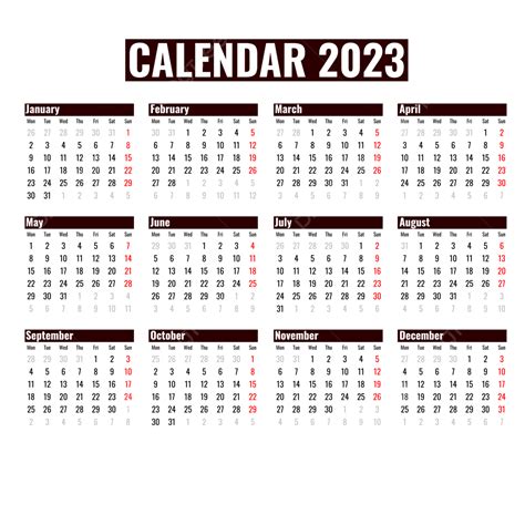 Calendario 2023 Granate Minimalista Calendario Simple Png Calendario