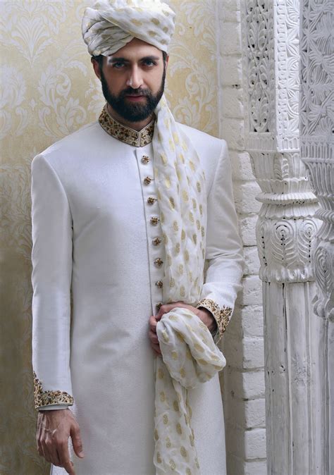White Sherwani Amir Adnan Groom Dress Men Wedding Sherwani Indian Groom Wear